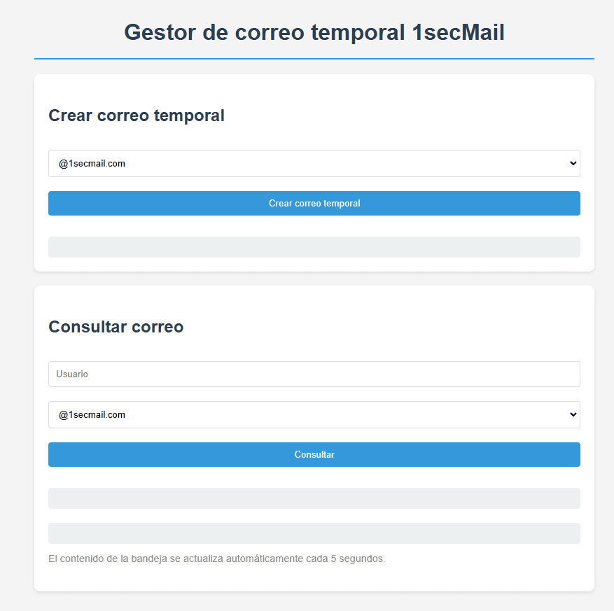 Gestor de correo temporal 1secMail 196 111