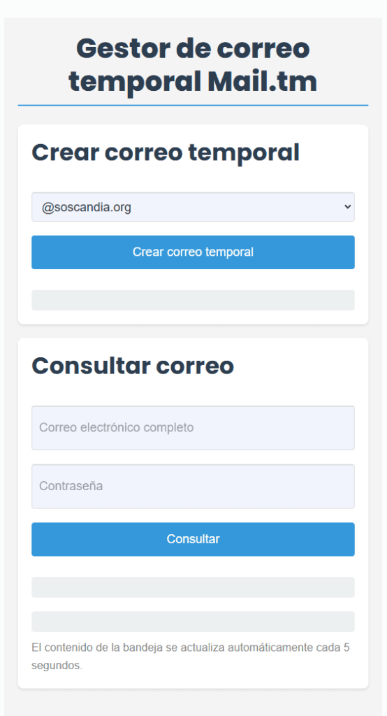 Gestor de correo temporal Mail.tm 195 q1q1q1
