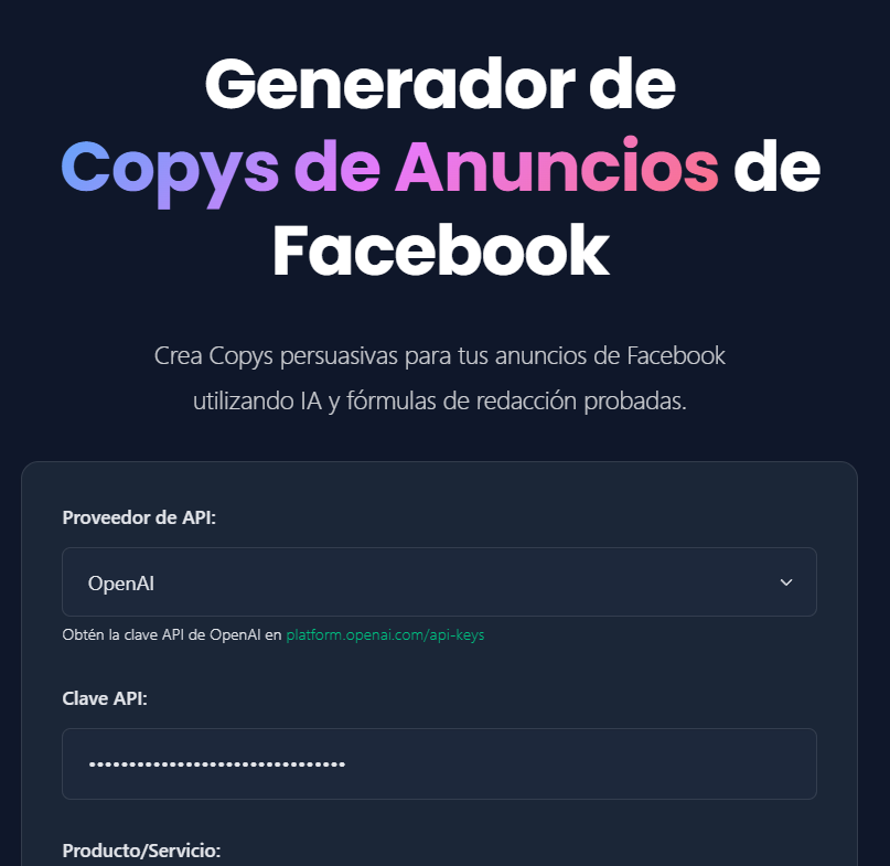 Generador de Copy´s de Anuncios de Facebook 189 11111 1