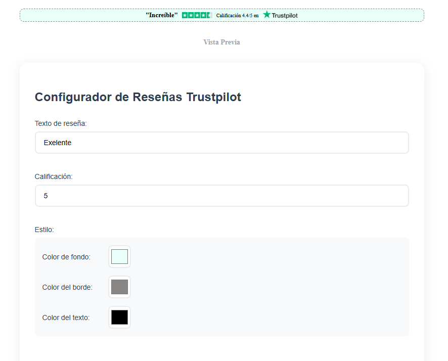 Configurador de Reseñas Trustpilot 179 453245345