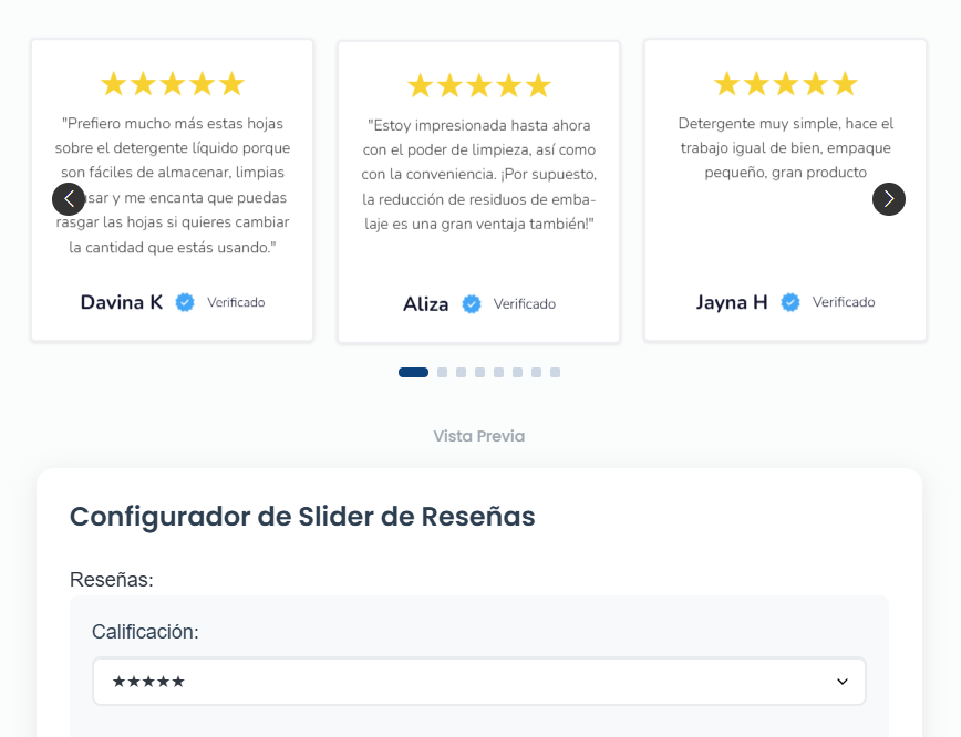 Configurador de Slider de Reseñas 177 dwd34e3