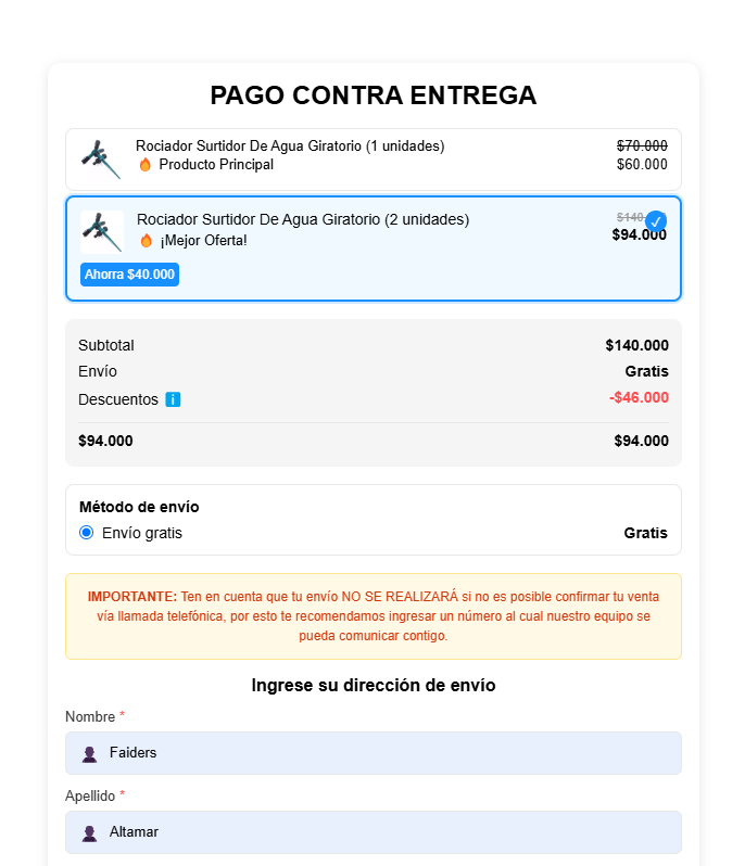 Checkout de Pago Contra Entrega – 100% Personalizable y Gratuito 153 ferwefwe