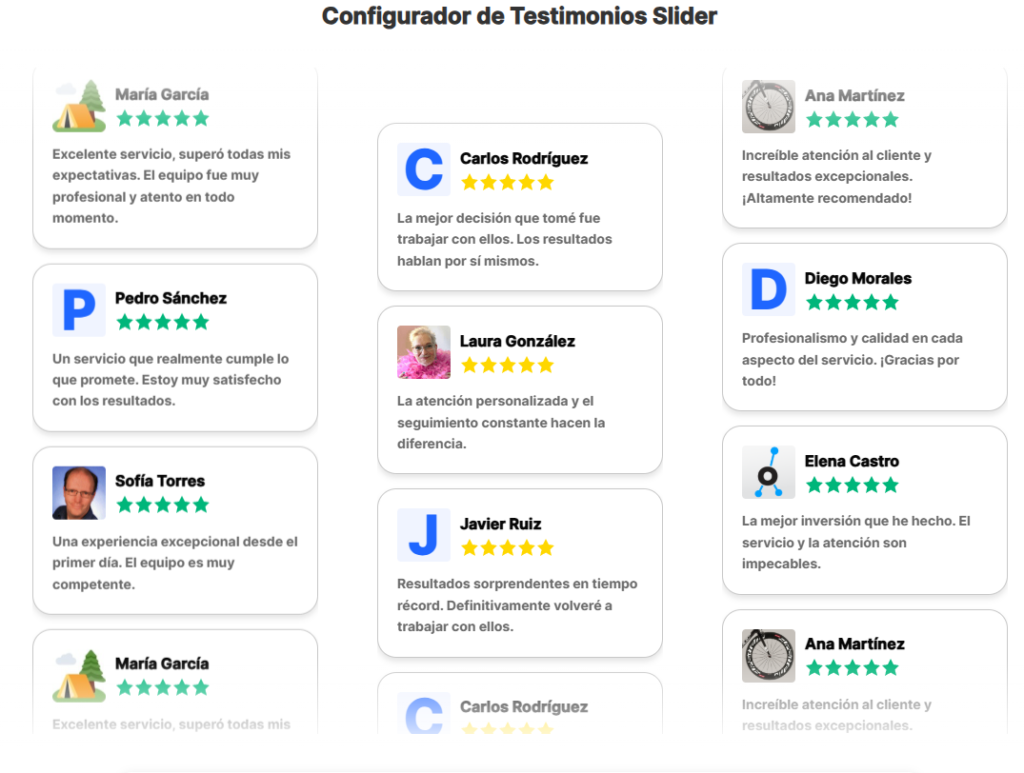 Configurador de Testimonios Slider 148 werwer