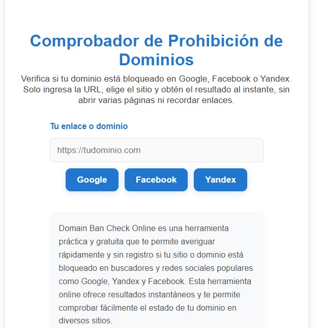 Comprobador de Prohibición de Dominios 122 bnv