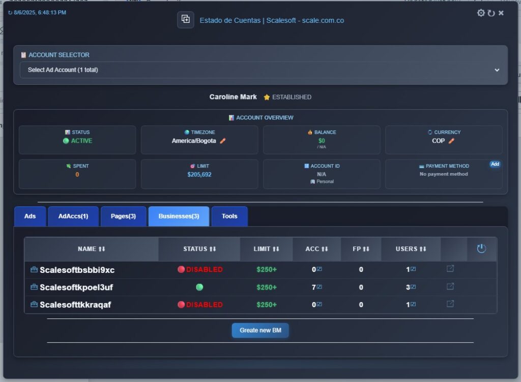 FBACC.IO - Herramienta Completa de Automatización para Facebook Ads Manager 116 Captura de pantalla 2025 08 06 184826